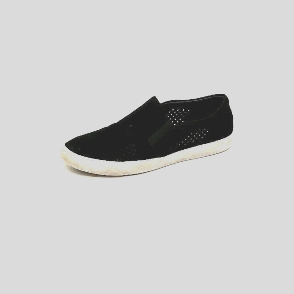Clarks Shoes Womens Sneakers Black Suede Perforated Stretch Flat Heel 9